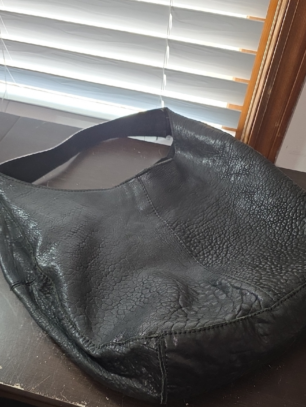 Classic Black Leather Hobo Satchel - Women's Bag